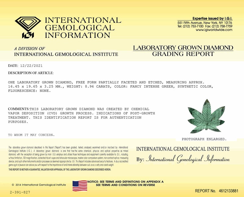 IGI Report Cannabis Lab Grown Diamond