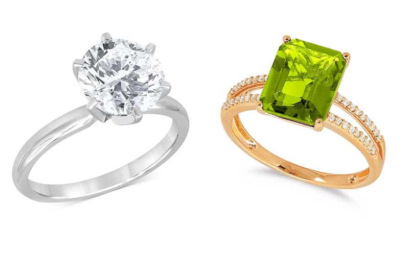 Diamond and Peridot rings