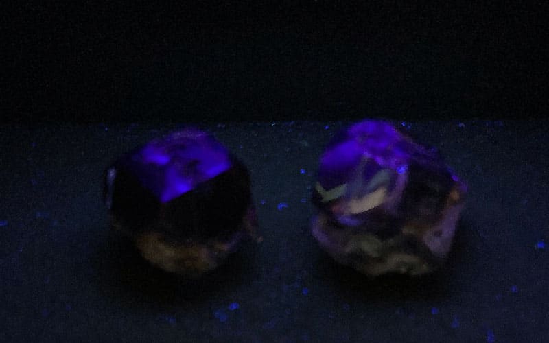 black lab grown diamonds under ultraviolet light