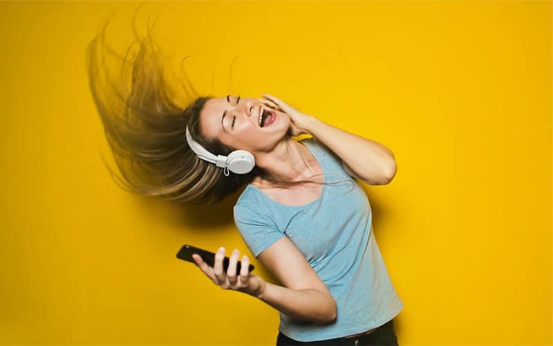 Girl rocking out