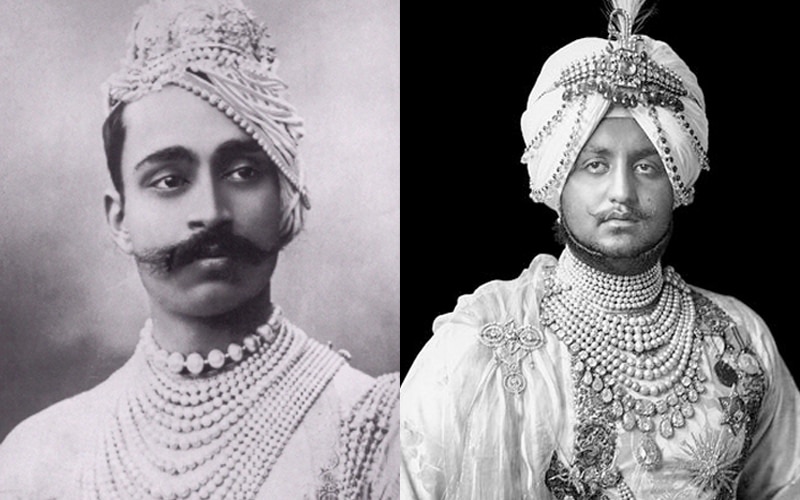 Maharajas Nihal and Bhupinder Singh wearing pearls